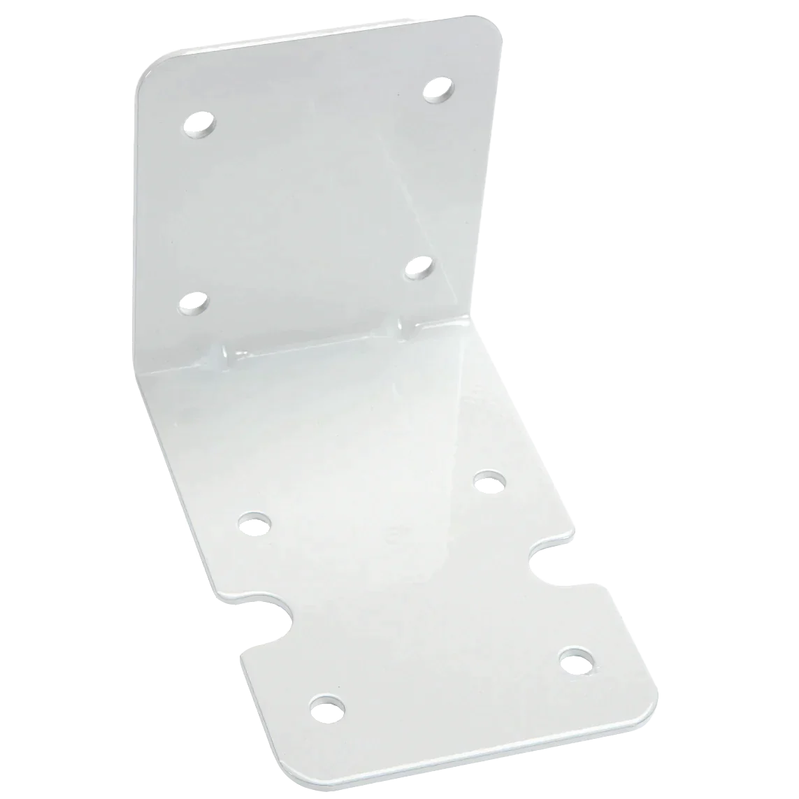 AXEON Steel Bracket Single 4.5" White - White powder-coated steel mounting bracket with angled design and multiple mounting holes for 2.5-inch water filter housings