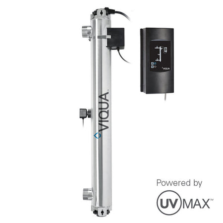 Viqua K+ UV System 80 GPM 110V 60Hz with large stainless steel chamber, advanced digital controller, and 2" MNPT connections for high-capacity industrial water disinfection