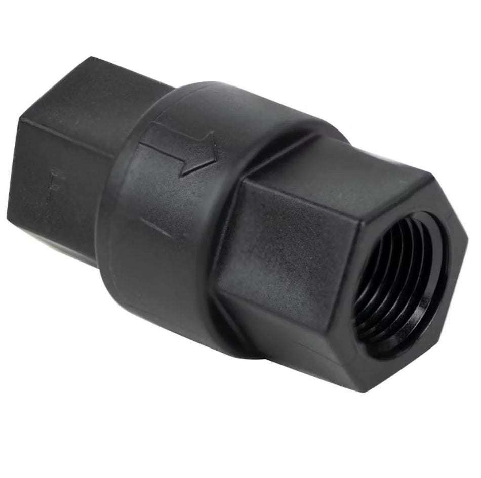 200965- VALVE, CHECK, PP, GLASS FILLED, BLACK, 1/2" FNPT X 1/2", SMC