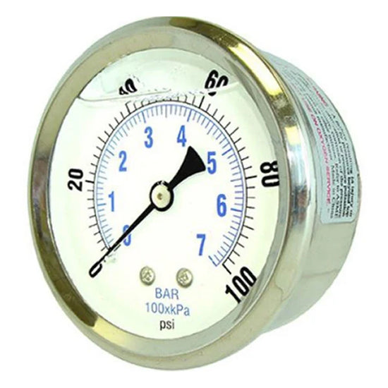 201360- GAUGE, PM, GLY FILL, 0-1000 PSI/BAR, 2.5" DIA, SS, AXEON