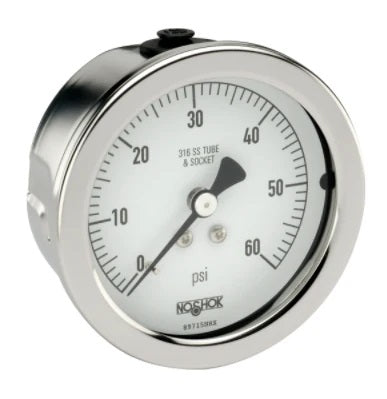 207075- GAUGE, FLANGE, GLY FILL, 0-1500 PSI/BAR, 2.5" DIA, NOSHOK
