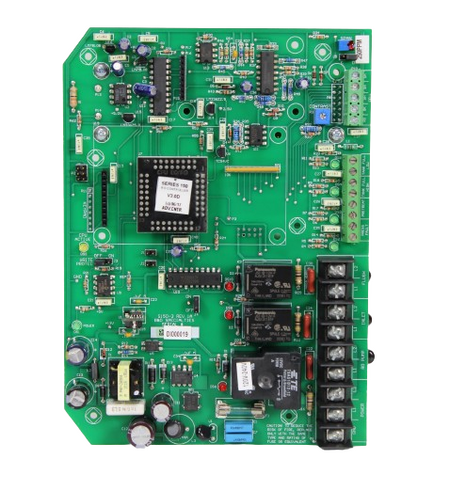 AXEON S-150 Replacement Circuit Board with green PCB, integrated circuits, relays, and connectors for advanced control of water treatment systems