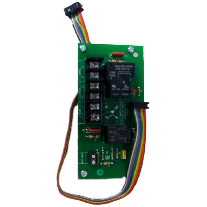 S-150 RO Controller IO Expander Board with green PCB, relays, terminal blocks, and multicolored wiring harnesses for enhanced connectivity in reverse osmosis control systems