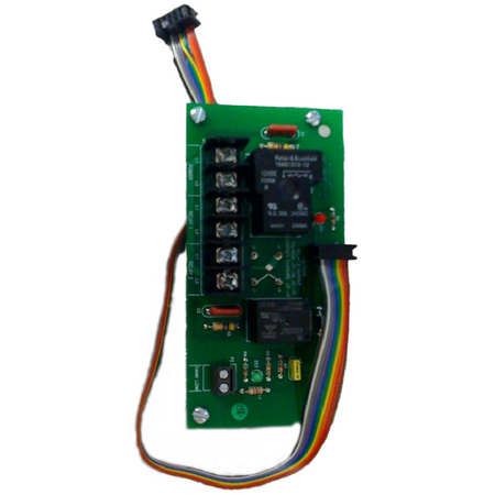 S-150 RO Controller IO Expander Board with green PCB, relays, terminal blocks, and multicolored wiring harnesses for enhanced connectivity in reverse osmosis control systems