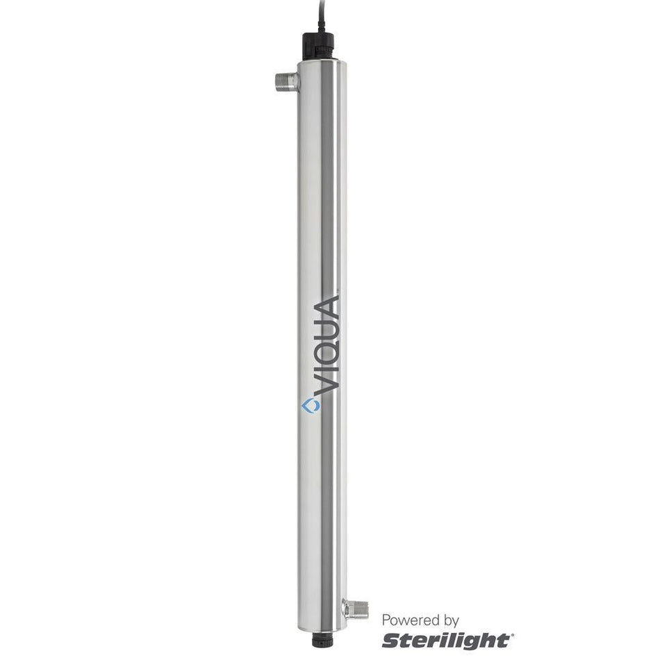 Viqua VH200 UV System 9 GPM 120-240V 50/60 Hz with stainless steel chamber, digital controller, and 3/4" MNPT connections for efficient residential water disinfection