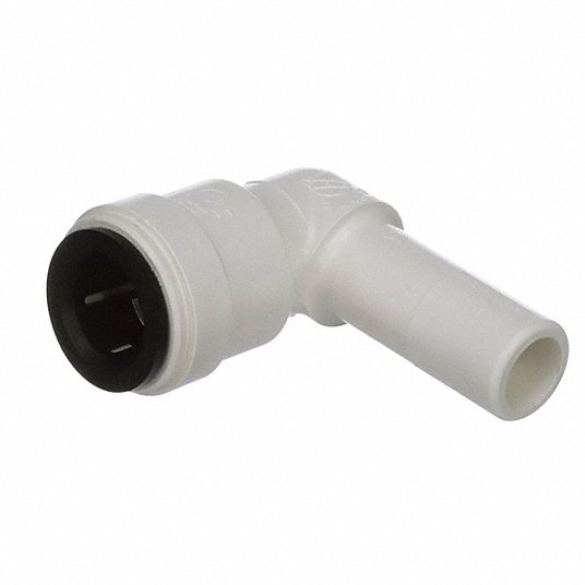 SeaTech Stackable Plug-In Elbow 1/2" Stem X 1/2" QC - white plastic L-shaped fitting with smooth stem and quick-connect end for right-angle connections in marine plumbing systems