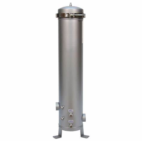 Shelco Multi-Cartridge Housing 304 SS 4 Round with tall cylindrical stainless steel body, domed top, and multiple ports for high-capacity industrial water filtration 