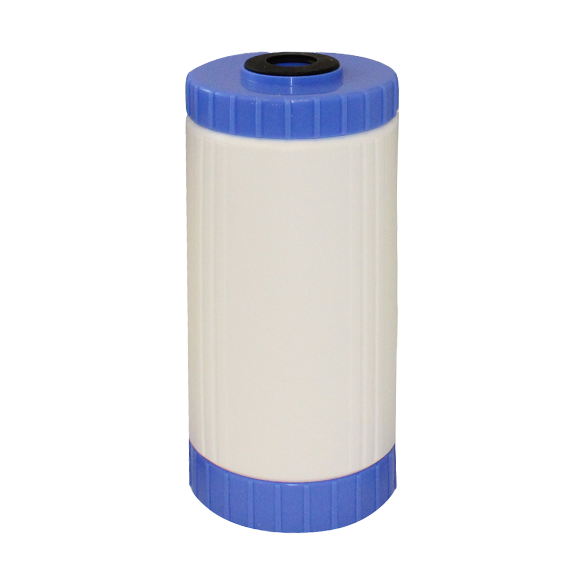 AXEON MBR-45-10 DI Mixed Bed Cartridge  4.5" x 10" with white cylindrical body and blue end caps for advanced water treatment