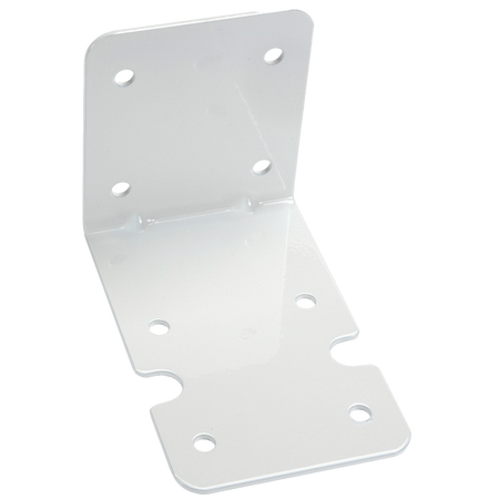 AXEON Steel Bracket Single 2.5" White - White powder-coated steel mounting bracket with angled design and multiple mounting holes for 2.5-inch water filter housings