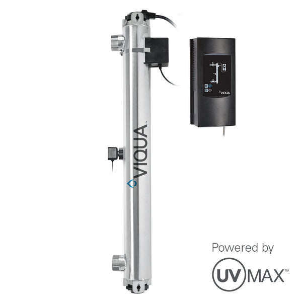 Viqua K+ UV System 80 GPM 110V 60Hz with large stainless steel chamber, advanced digital controller, and 2" MNPT connections for high-capacity industrial water disinfection